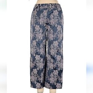 Peck & Peck Floral Palazzo Pants Wide Leg Flowy Trousers Blue Patterned 14 New